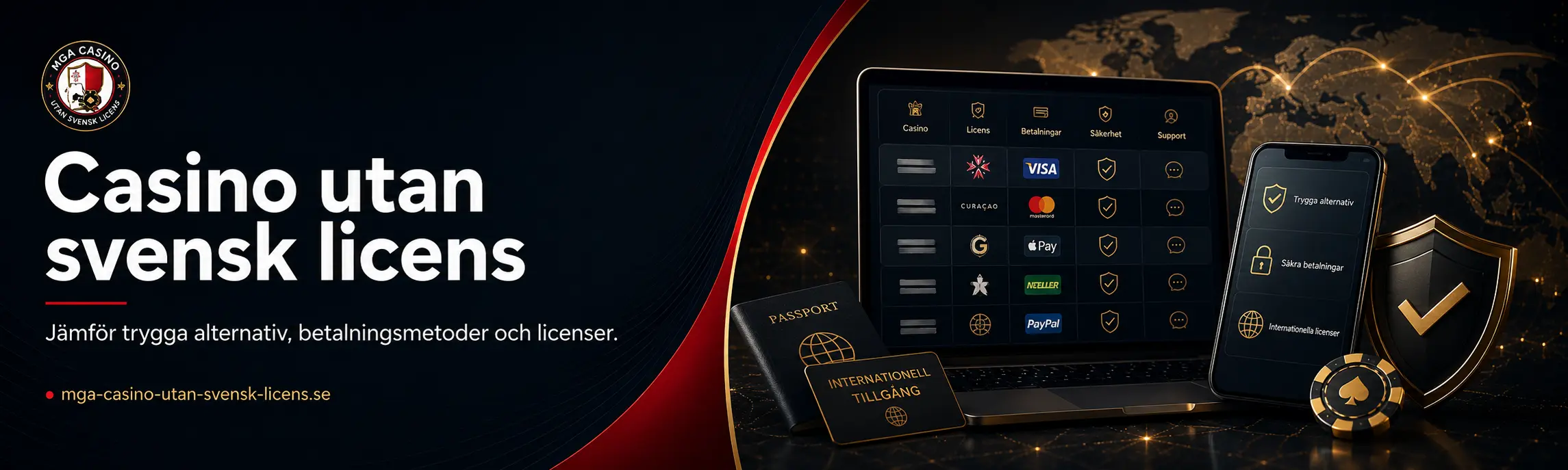 Jämförelse av casino utan svensk licens, betalningsmetoder och internationella licenser
